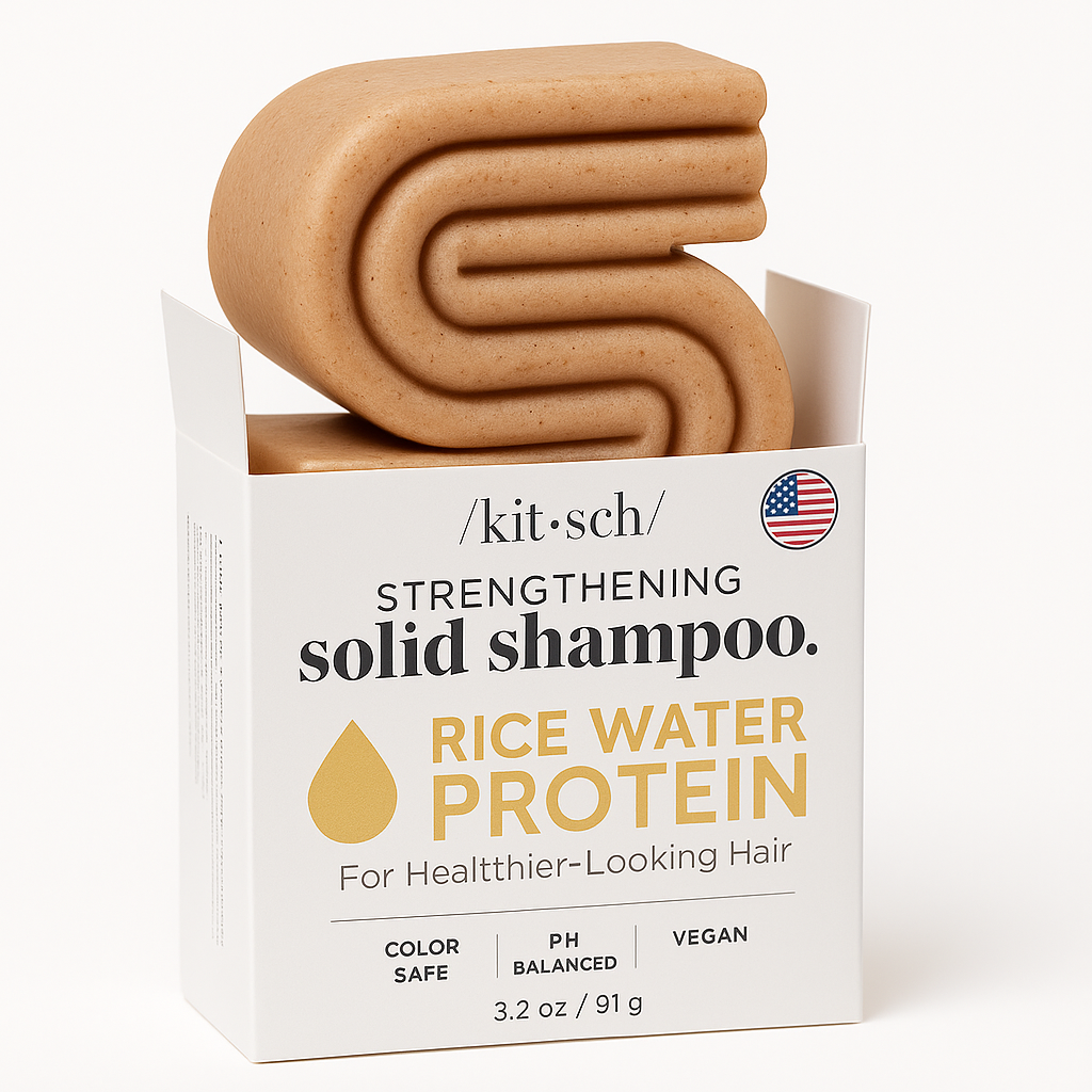 Rice Water Protein Strengthening Solid Shampoo Bar – Vegan, pH Balanced, Color Safe