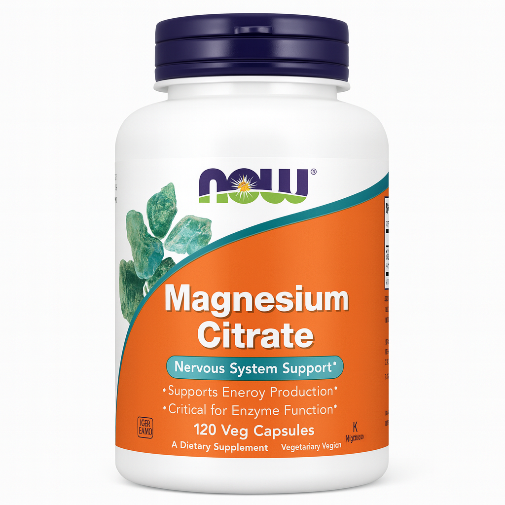 Magnesium Citrate 120 Veg Capsules – Nervous System Support – NOW Foods