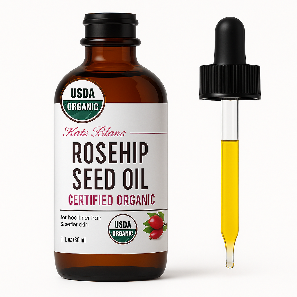 Organic Rosehip Oil 1 oz – Cold-Pressed, Pure Natural Oil for Skin, Face & Hair | Moisturizing, Anti-Aging, Scar & Stretch Mark Care